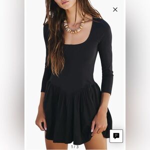 Free People Onda Long Sleeve Stretch Cotton Minidress